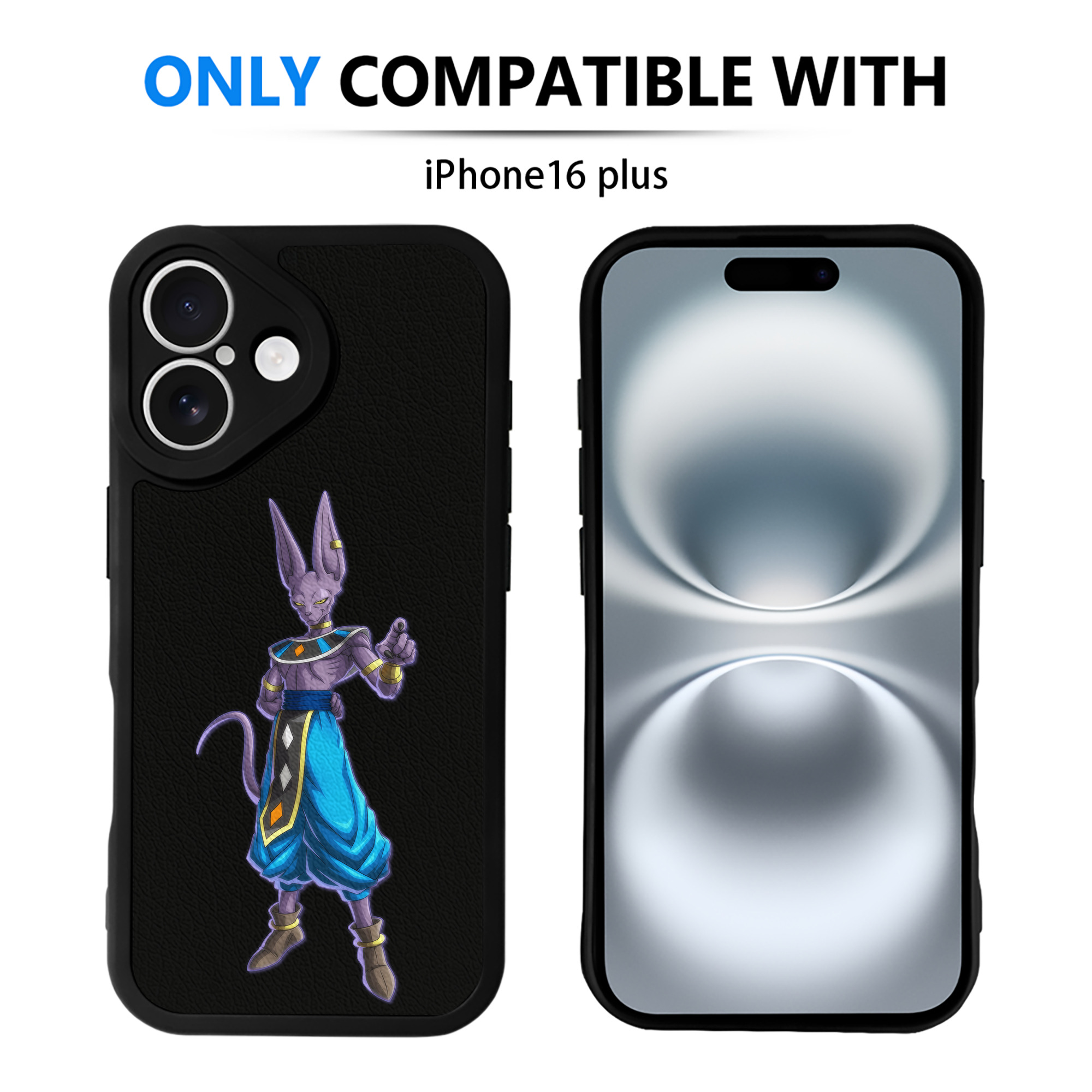 （画像用） ドラゴンボール ビルス 破壊神ビルス DRAGON BALL Beerus Birusu 【iPhone 16シリーズ対応】シリコンスマホケース（レザー調） 材質：シリコン